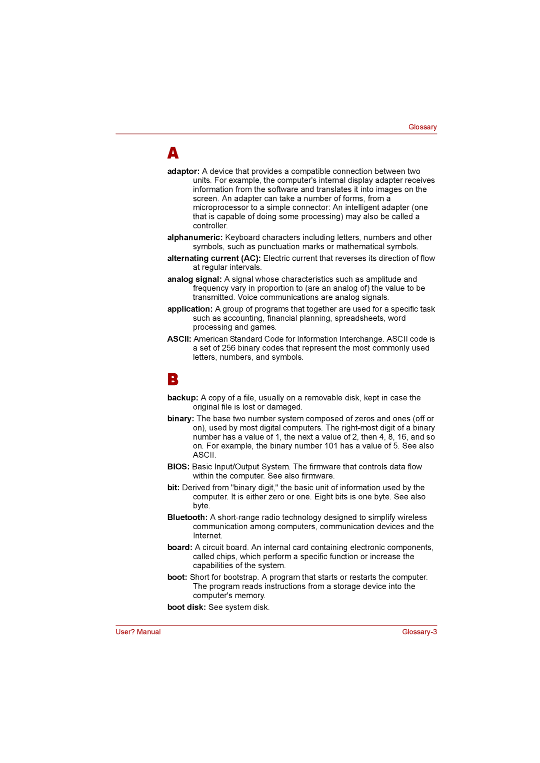 Toshiba P300 user manual Ascii 