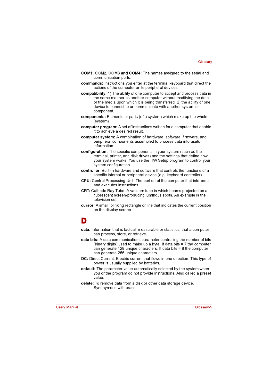 Toshiba P300 user manual Glossary-5 