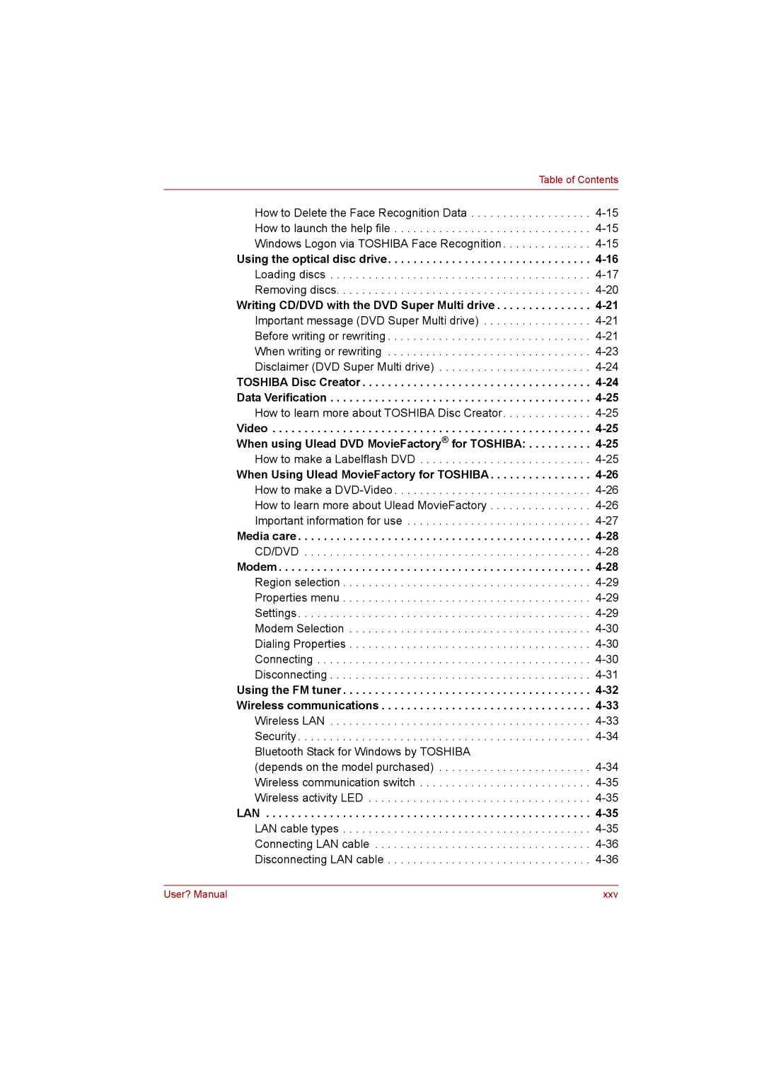 Toshiba P300 user manual Modem 