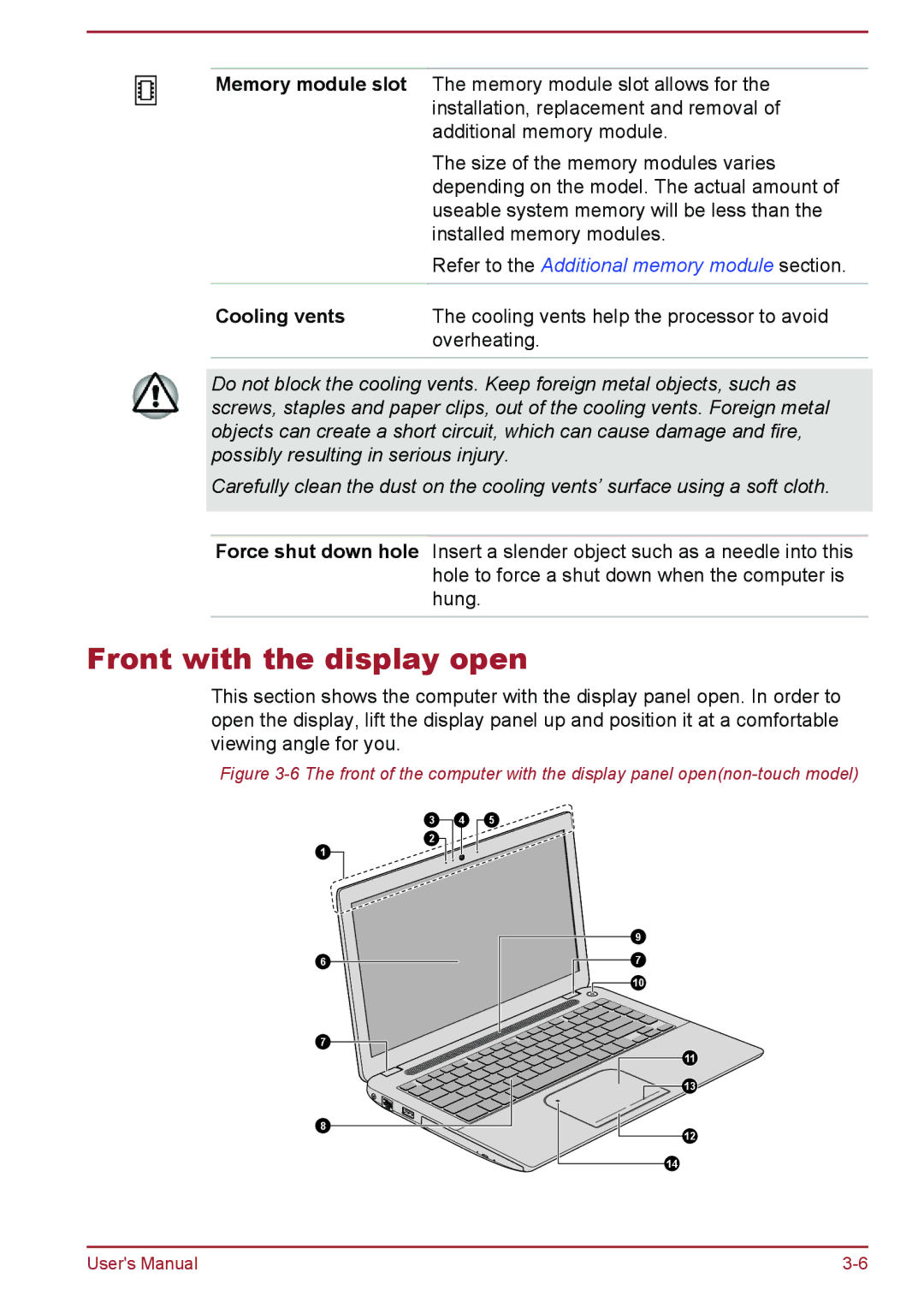 Toshiba L40-A, P40-A, P40t-A, S40Dt-A, S40D-A, S40-A, S40t-A, L40t-A, L40D-A, L40Dt-A manual Front with the display open 