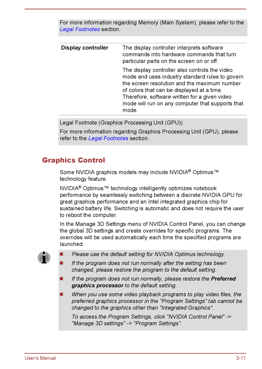 Toshiba S40Dt-A, P40-A, P40t-A, S40D-A, S40-A, S40t-A, L40t-A, L40-A, L40D-A, L40Dt-A manual Graphics Control 