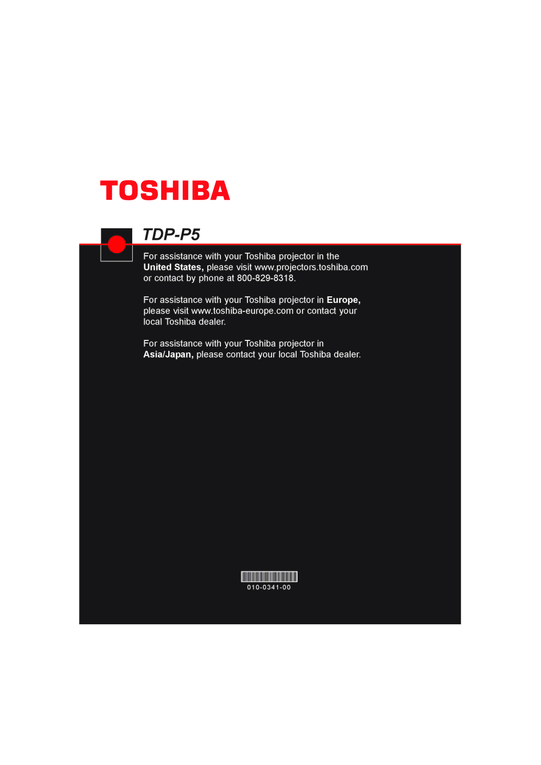 Toshiba manual TDP-P5 