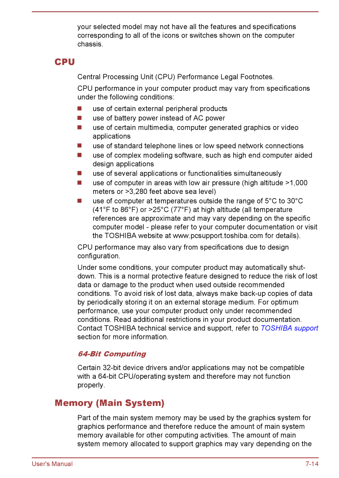 Toshiba L50-A/L50D-A/L50t-A/L50Dt-A, S50t-A/S50Dt-A, S50-A/S50D-A user manual Memory Main System, Bit Computing 