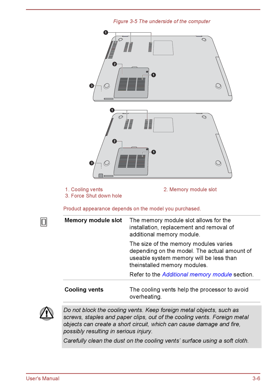 Toshiba S50-A/S50D-A, S50t-A/S50Dt-A, P50-A/P50D-A/P50t-A/P50Dt-A user manual Refer to the Additional memory module section 