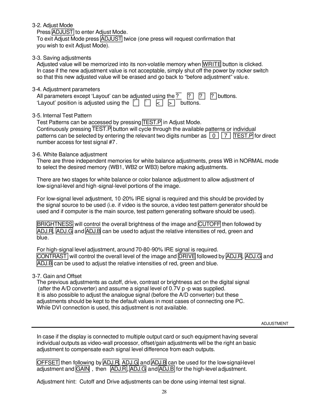 Toshiba P503DL service manual Adjustment parameters 