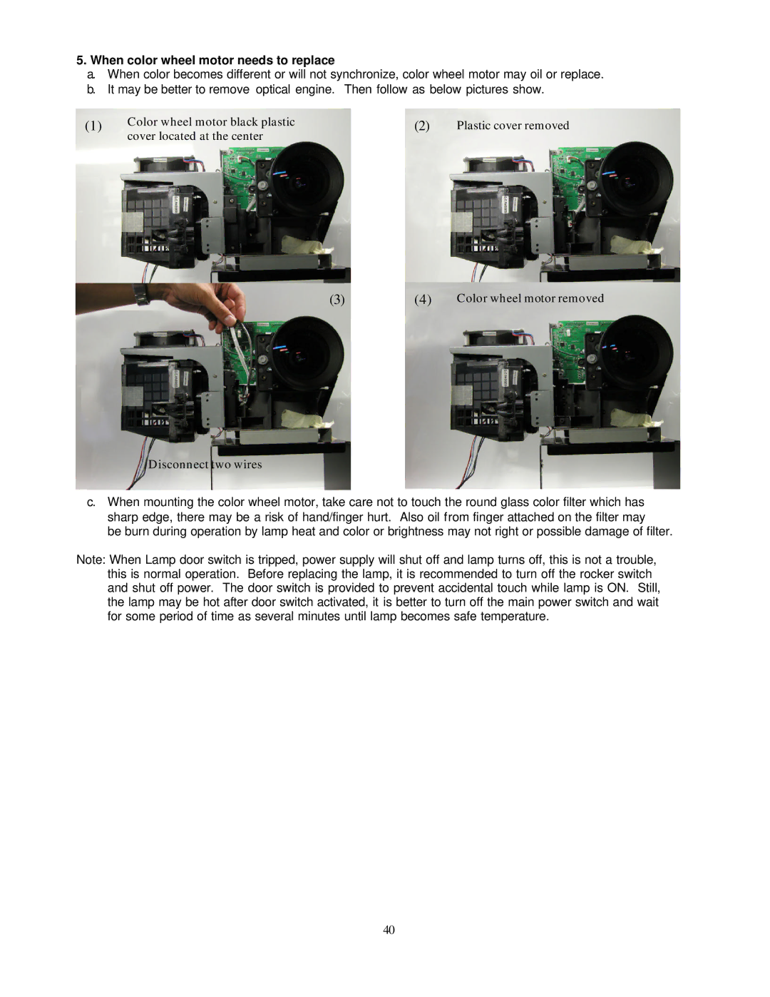 Toshiba P503DL service manual When color wheel motor needs to replace 