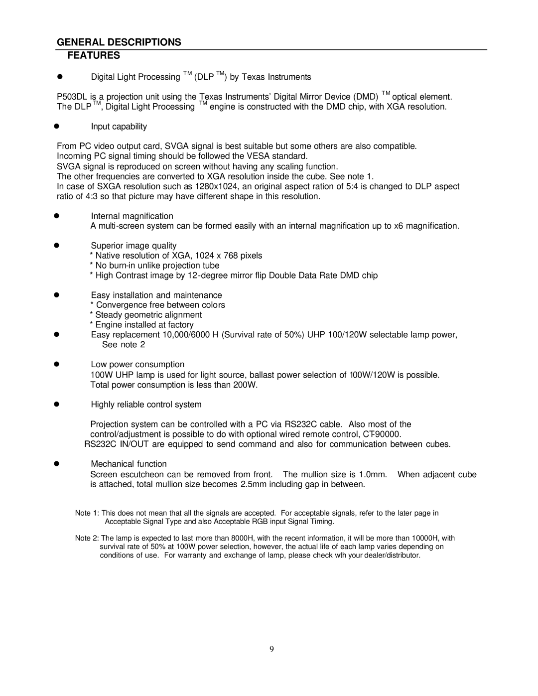 Toshiba P503DL service manual General Descriptions Features 