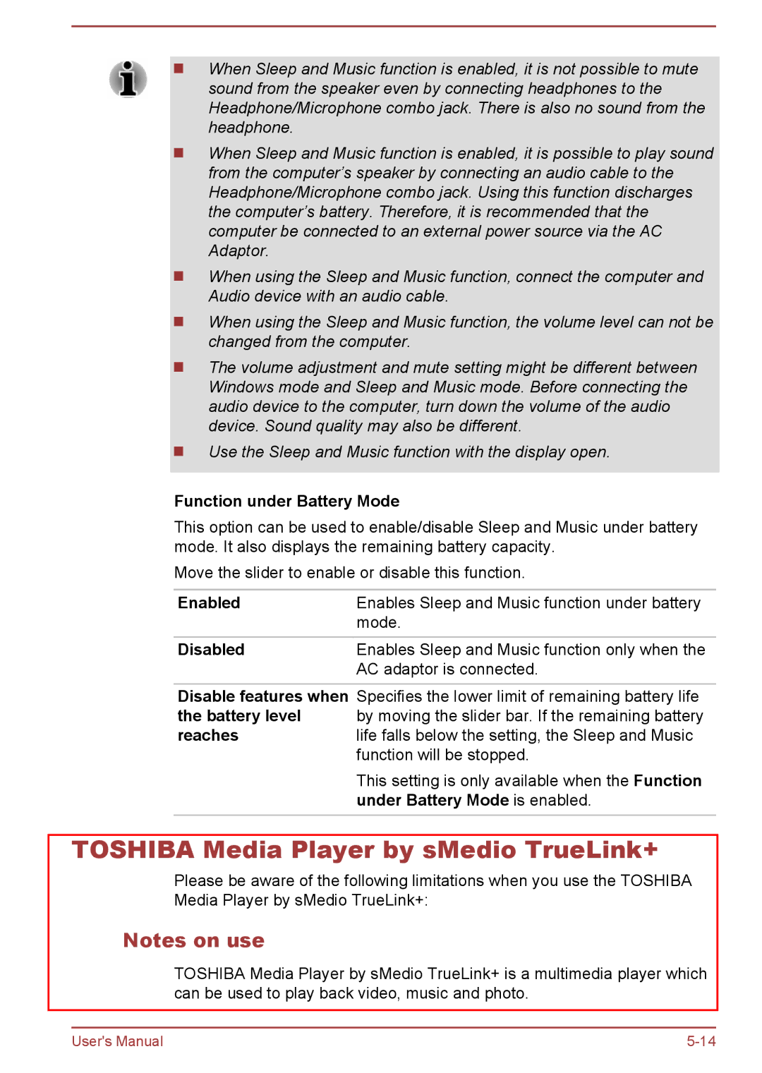 Toshiba P50W-B/P55W-B user manual Toshiba Media Player by sMedio TrueLink+ 