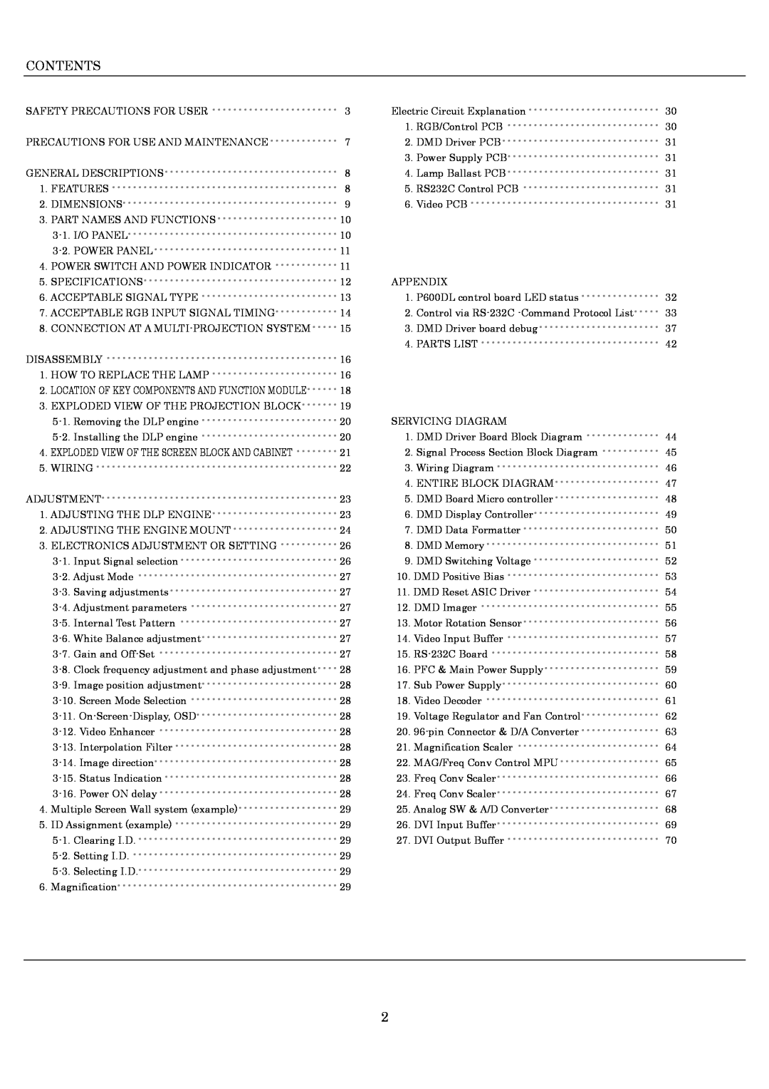 Toshiba P600DL service manual Contents 