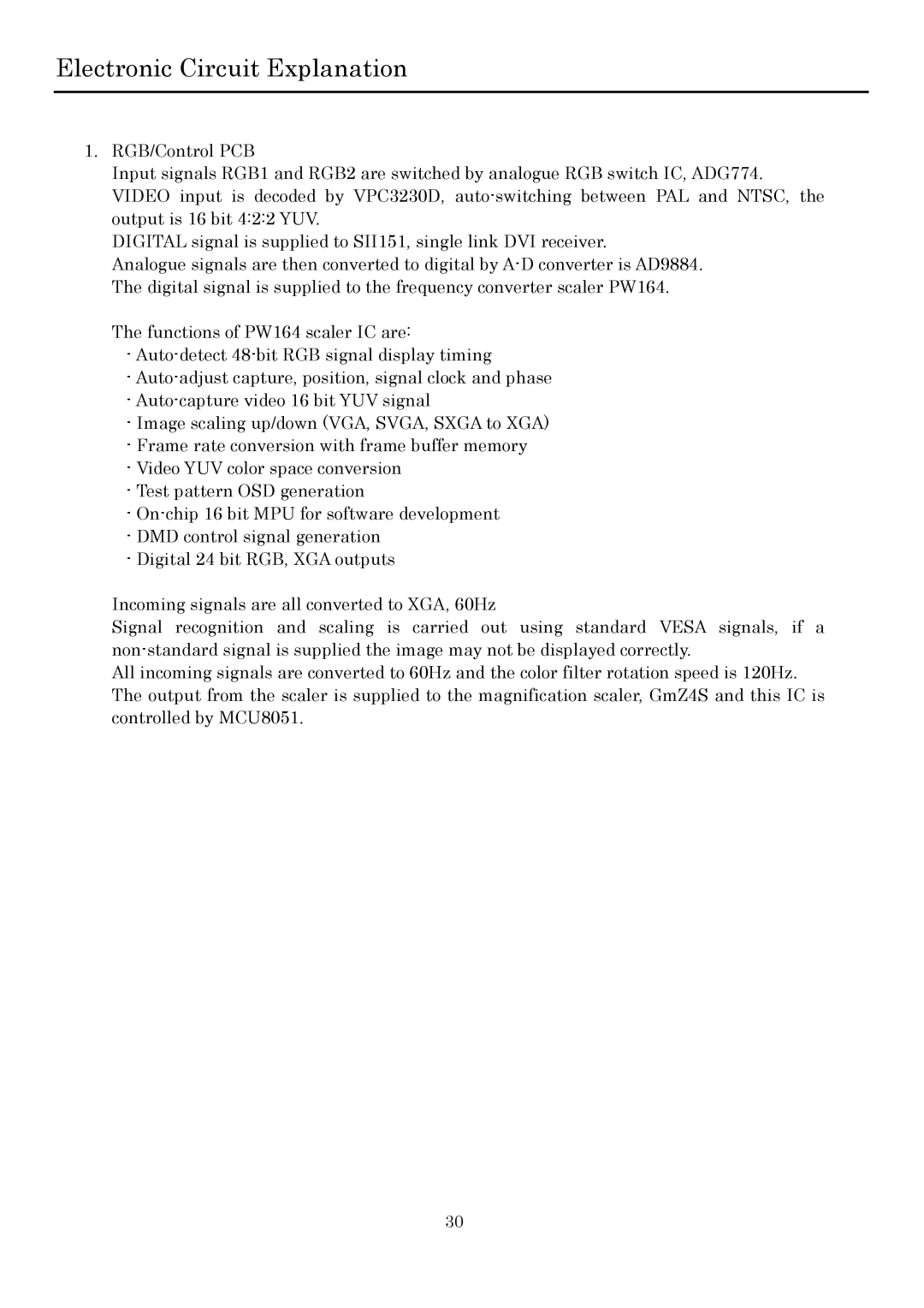 Toshiba P600DL service manual Electronic Circuit Explanation 