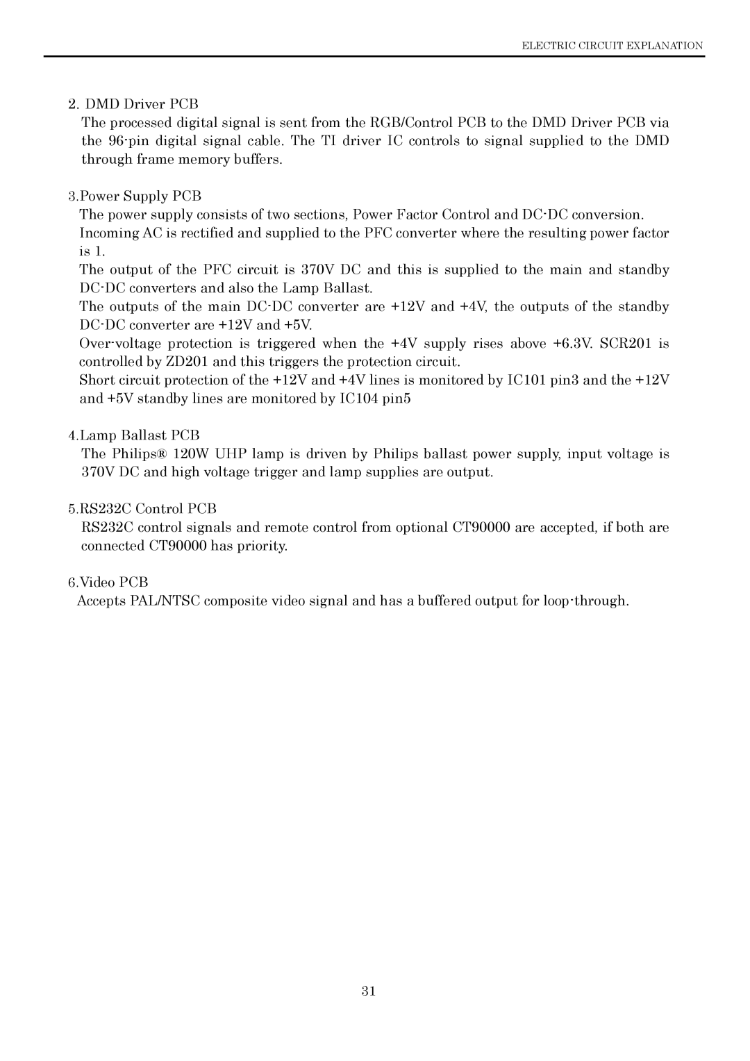 Toshiba P600DL service manual Electric Circuit Explanation 