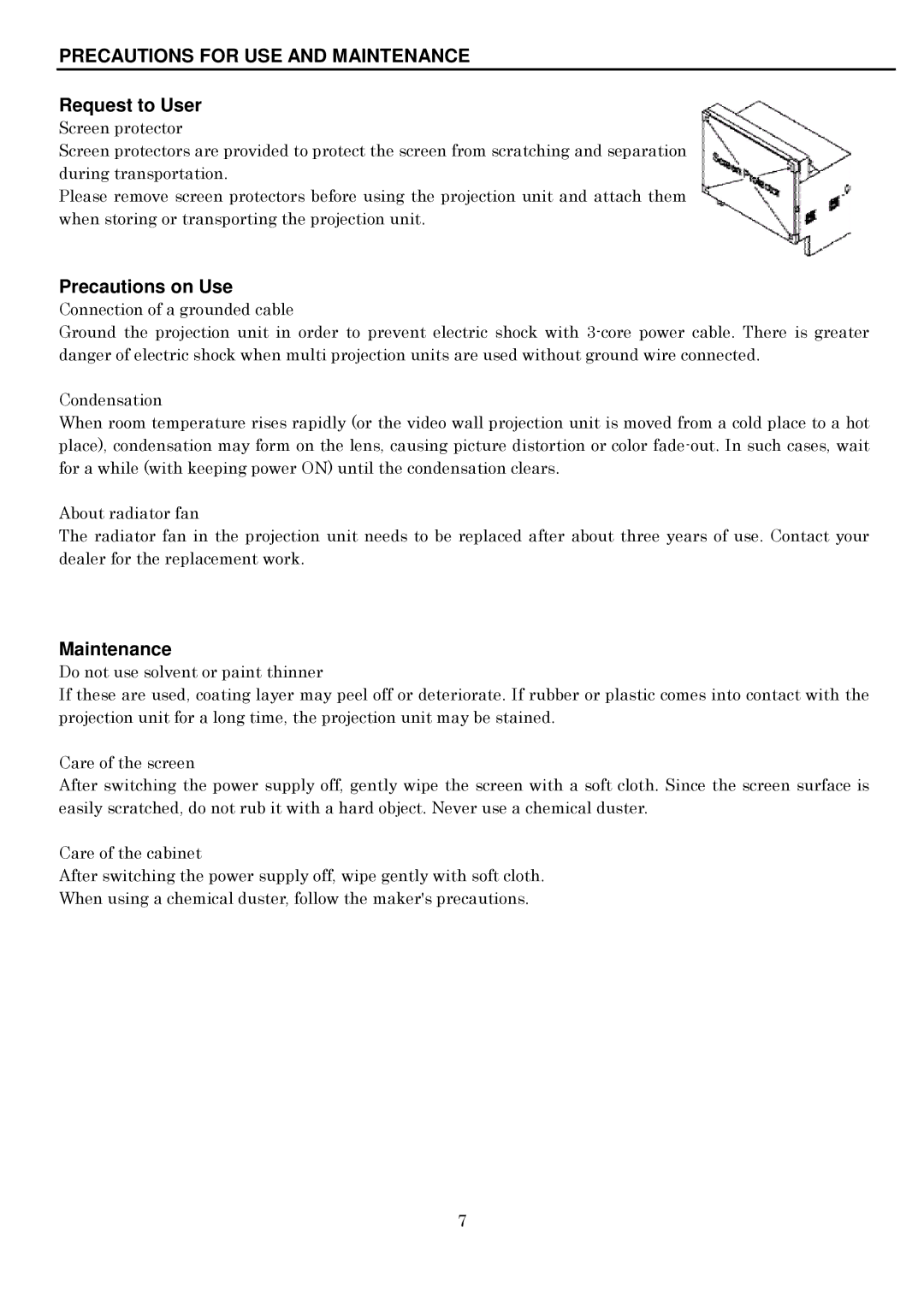 Toshiba P600DL service manual Precautions for USE and Maintenance, Request to User 