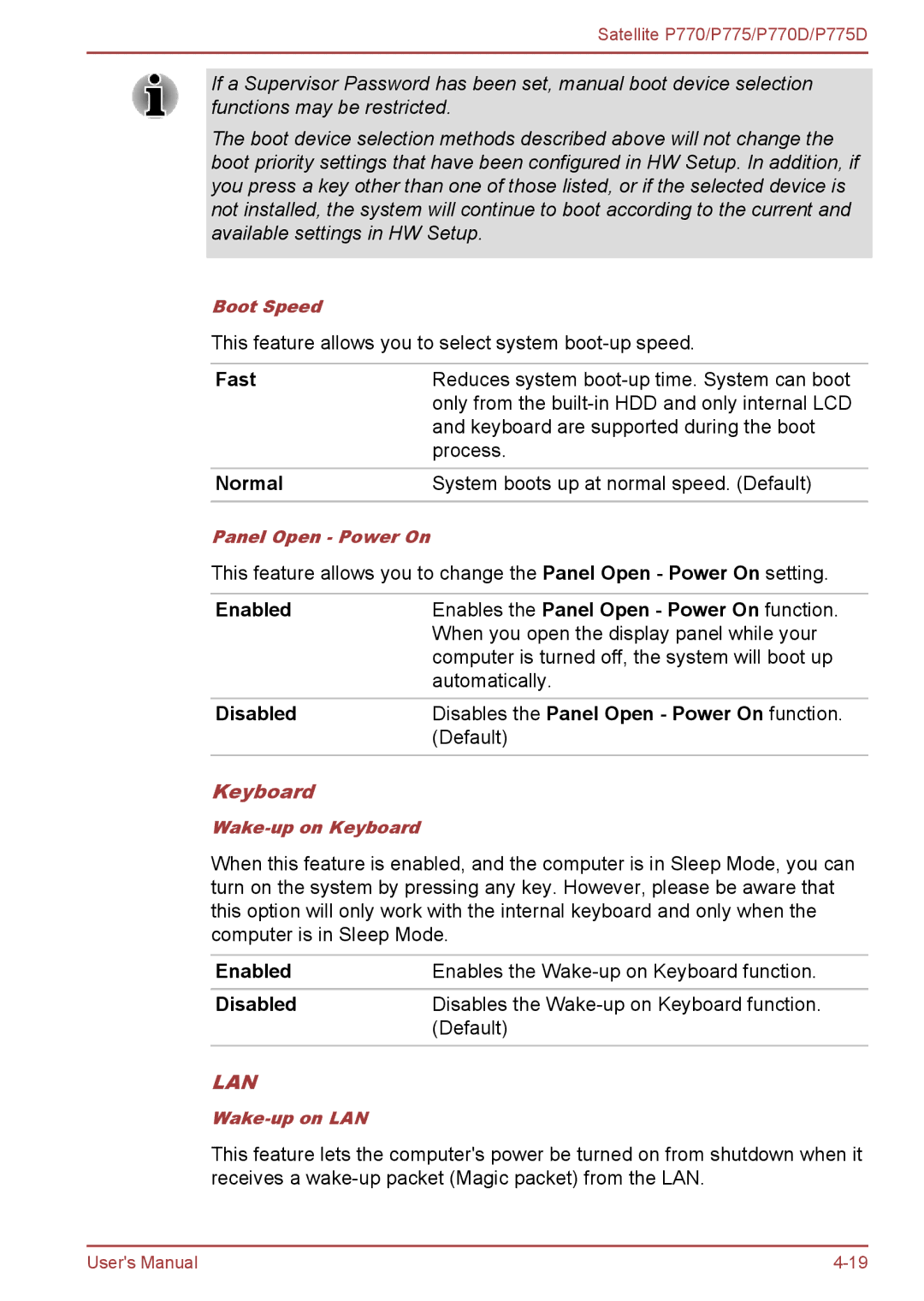 Toshiba P770 user manual Keyboard 