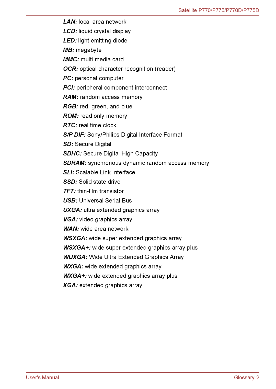 Toshiba P770 user manual Glossary-2 