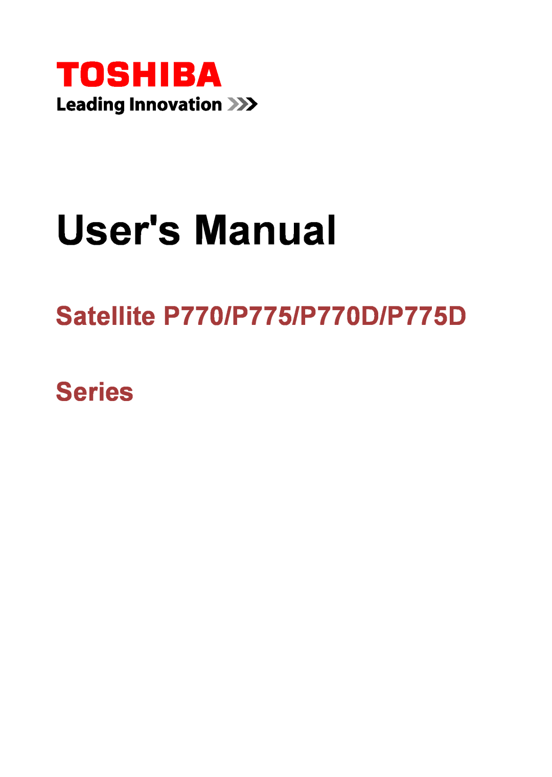 Toshiba user manual Satellite P770/P775/P770D/P775D Series, Users Manual 