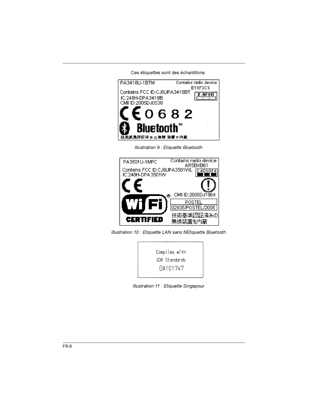 Toshiba PA3477U-1B, U200/PORTG M500, U200/TECRA M6, M6-EZ6611, M6-EZ6612, M6-ST3412 manual Ces étiquettes sont des échantillons 