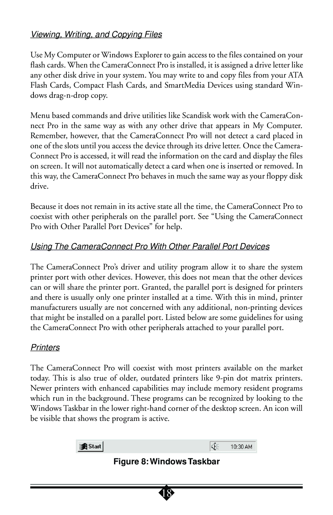 Toshiba Parallel Port Flash Card Reader user manual Viewing, Writing, and Copying Files, Printers 