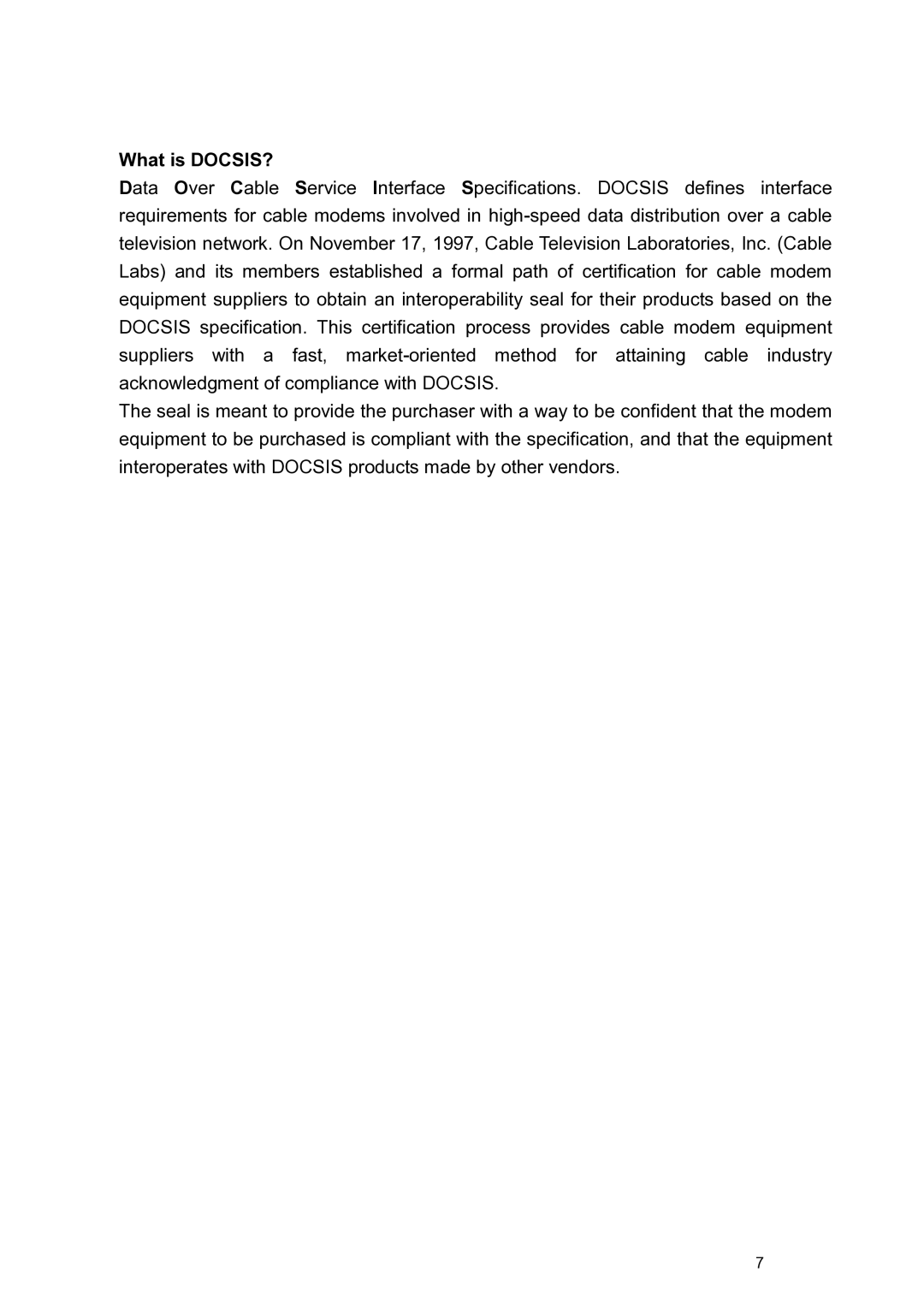 Toshiba PCX1000 owner manual What is DOCSIS? 