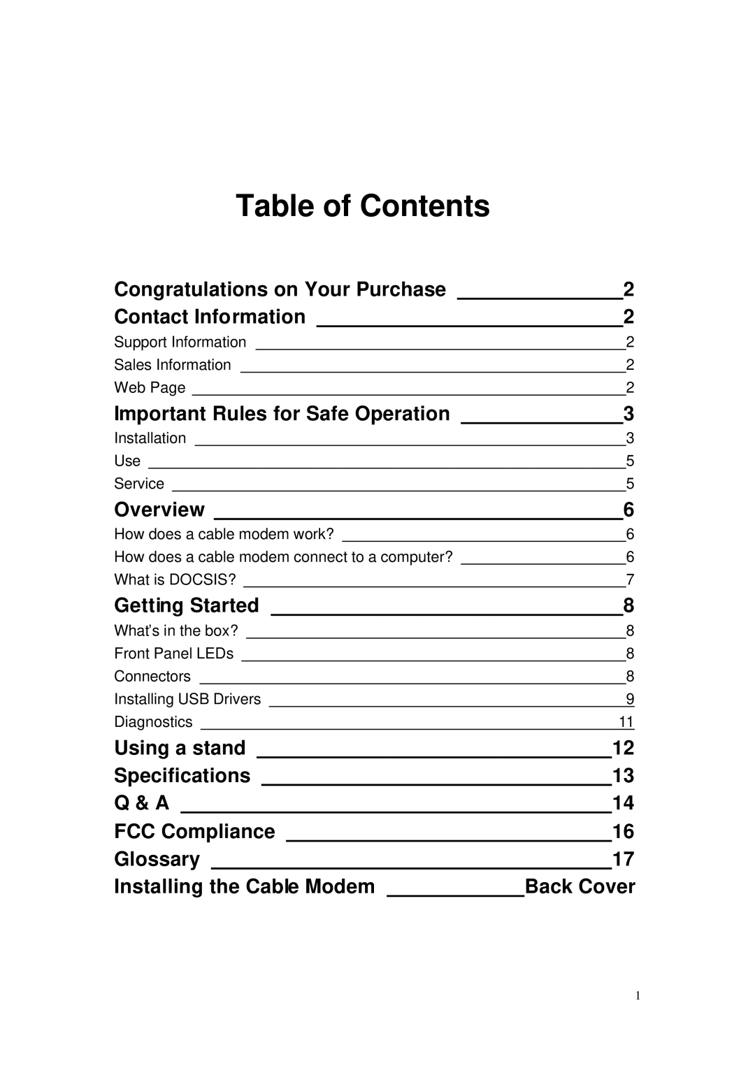 Toshiba PCX1100U owner manual Table of Contents 