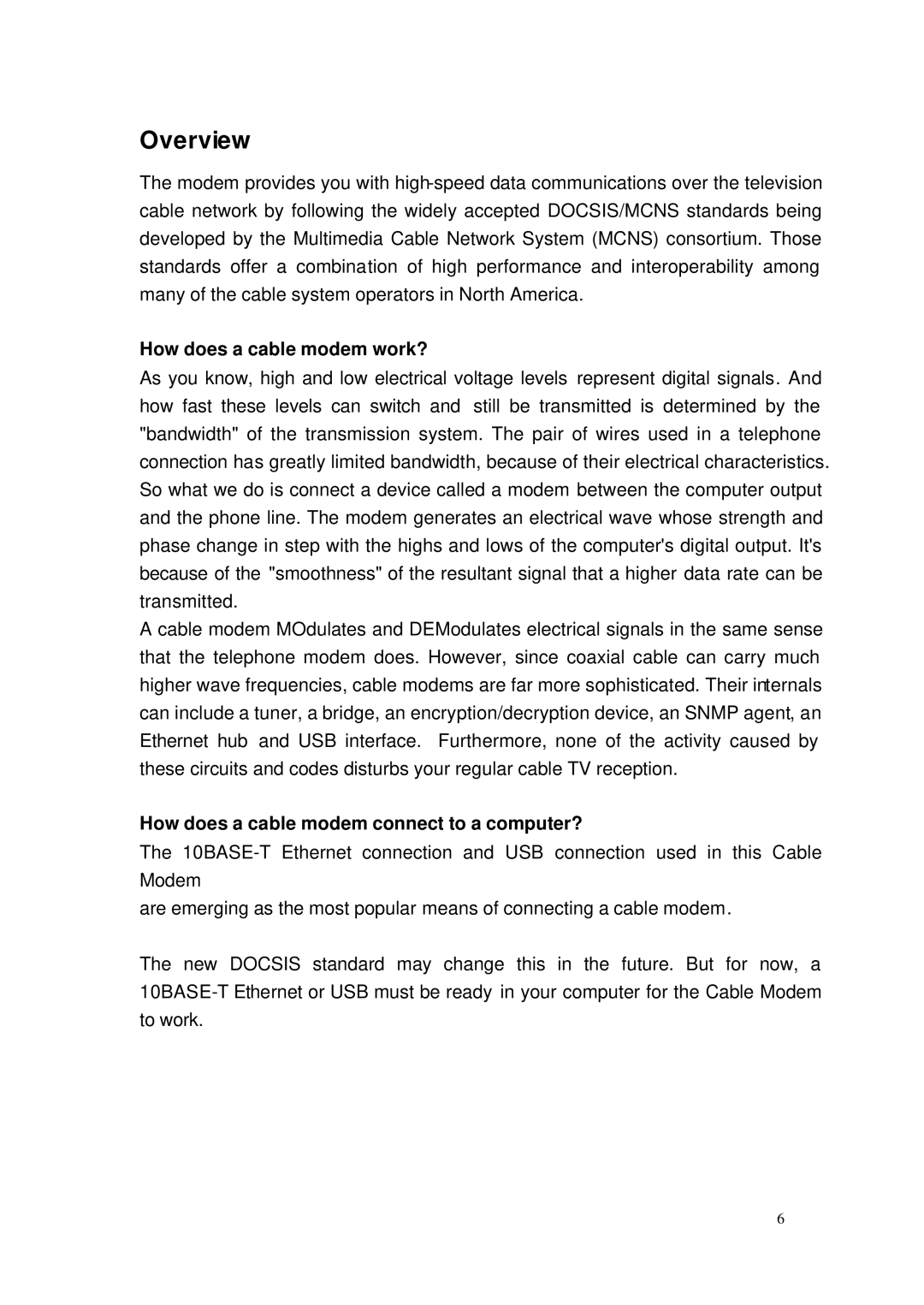 Toshiba PCX1100U owner manual How does a cable modem work?, How does a cable modem connect to a computer? 