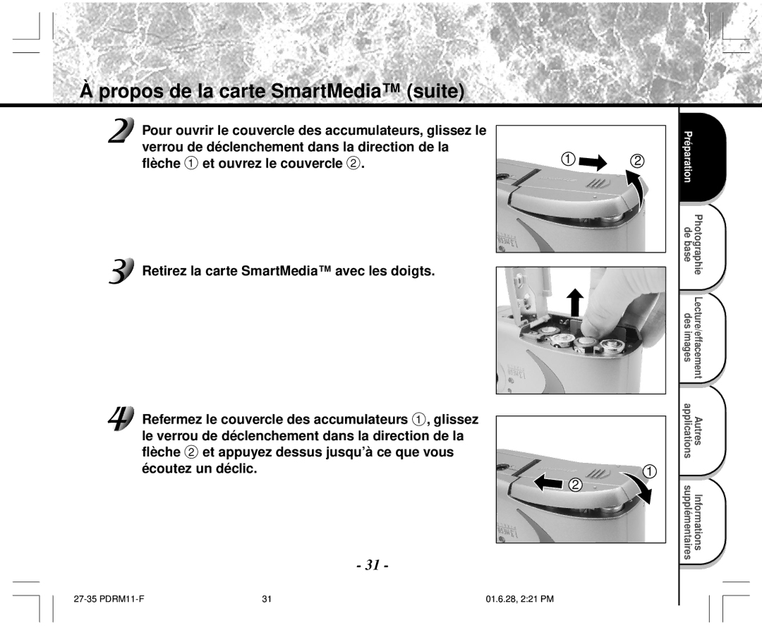 Toshiba PDR-M11 instruction manual De base Photographie Des images Lecture/effacement 