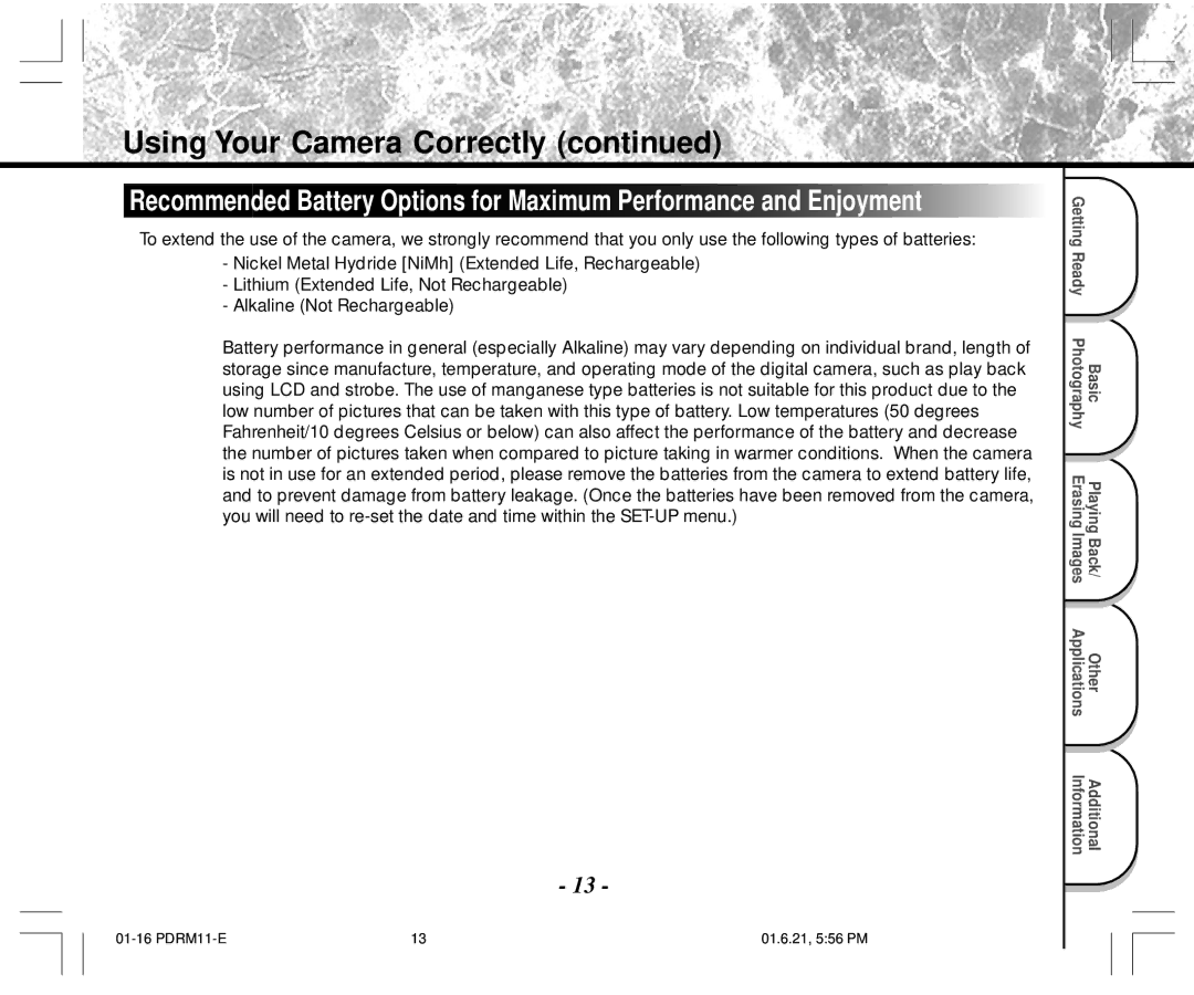 Toshiba PDR-M11 instruction manual Using Your Camera Correctly 