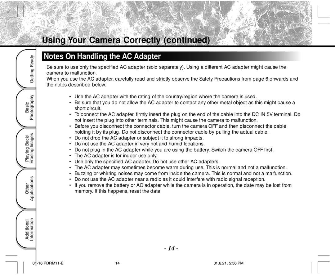 Toshiba PDR-M11 instruction manual Using Your Camera Correctly 