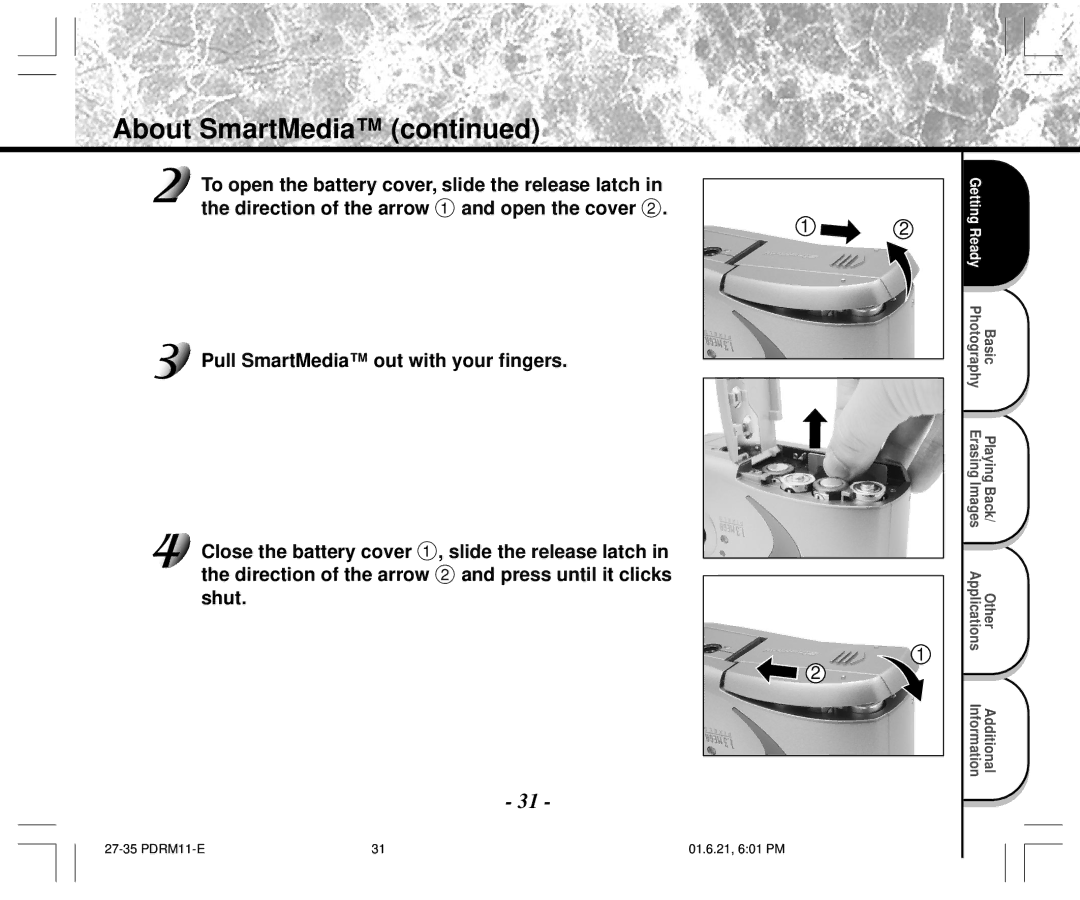 Toshiba PDR-M11 instruction manual About SmartMedia 