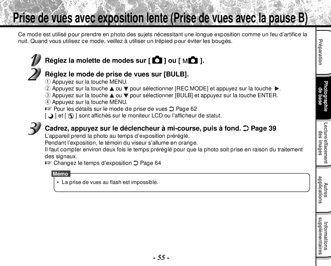 Toshiba PDR-M4 instruction manual La prise de vues au flash est impossible 