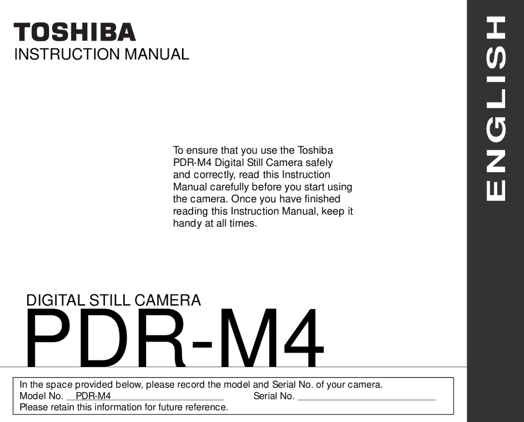 Toshiba PDR-M4 instruction manual 