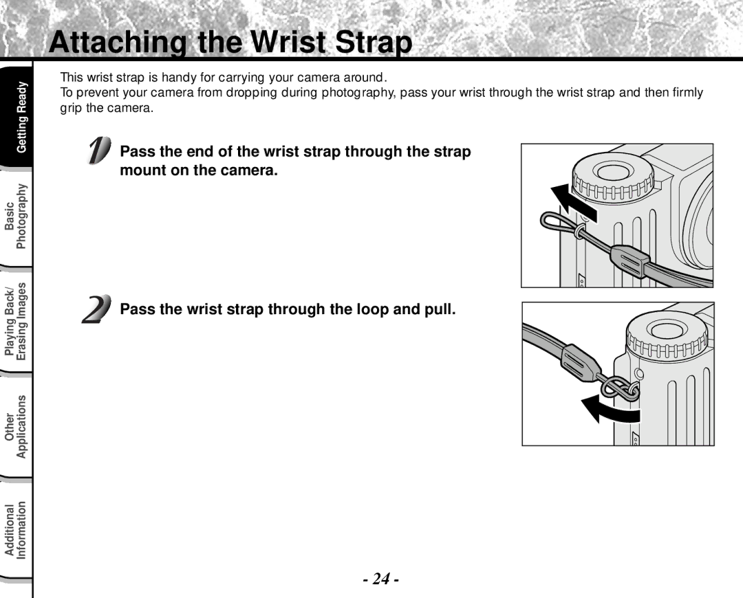 Toshiba PDR-M4 instruction manual Attaching the Wrist Strap 