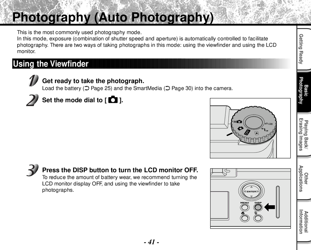 Toshiba PDR-M4 instruction manual Photography Auto Photography, Using, Get ready to take the photograph 