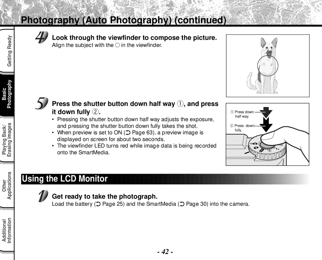 Toshiba PDR-M4 instruction manual Photography Auto Photography, Using the LCD Monitor 