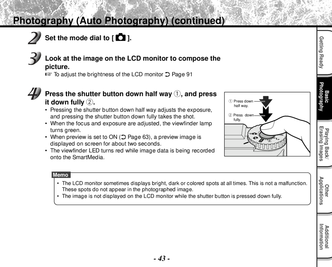 Toshiba PDR-M4 instruction manual To adjust the brightness of the LCD monitor 