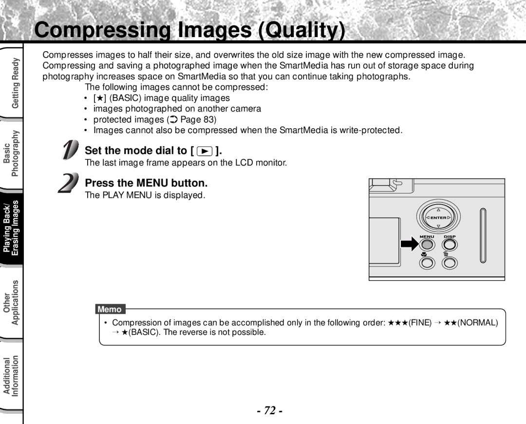 Toshiba PDR-M4 instruction manual Compressing Images Quality 