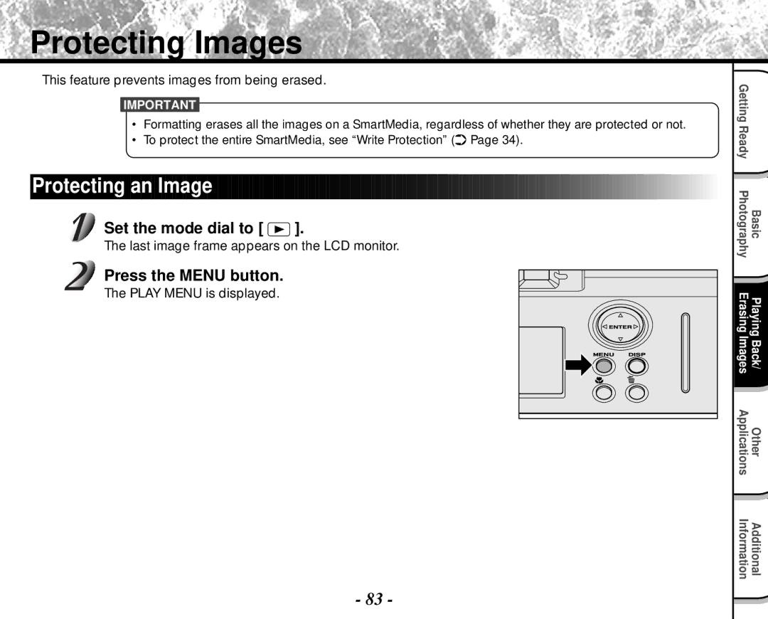 Toshiba PDR-M4 instruction manual Protecting Images, This feature prevents images from being erased 