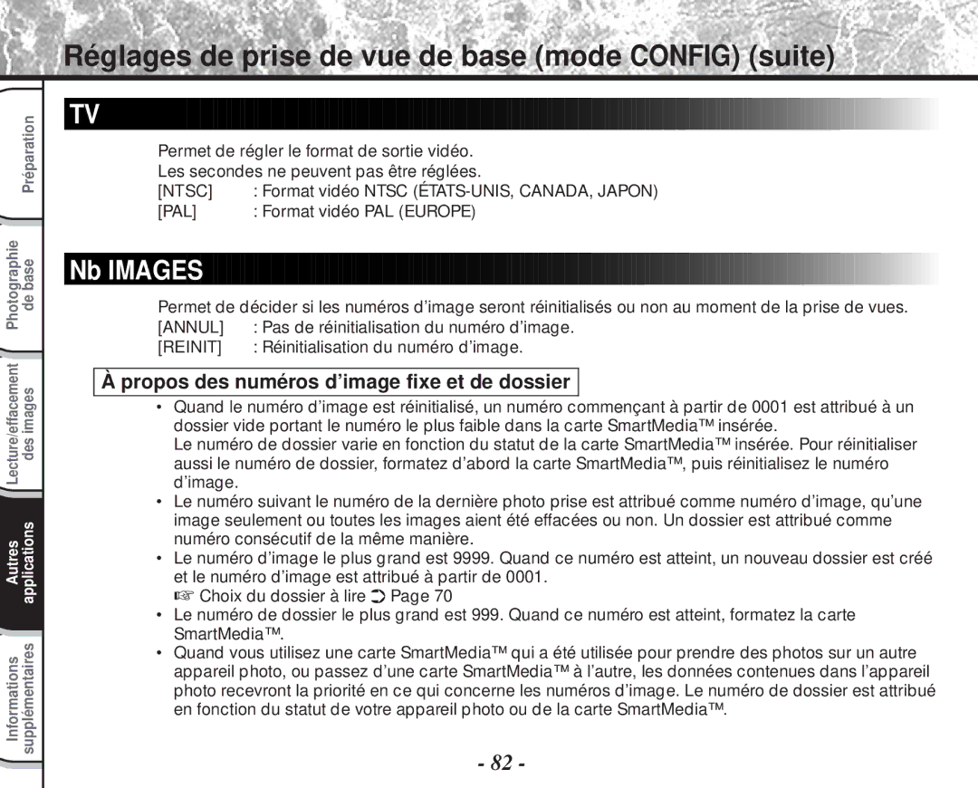 Toshiba PDR-M60 instruction manual Nb Images, Propos des numéros d’image fixe et de dossier 