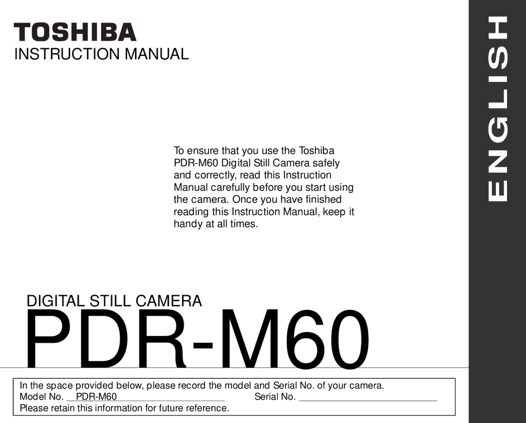 Toshiba PDR-M60 instruction manual 