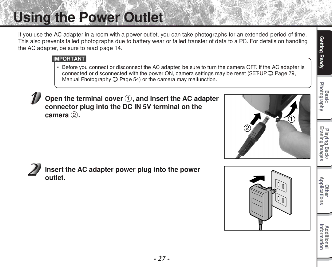 Toshiba PDR-M60 instruction manual Using the Power Outlet 