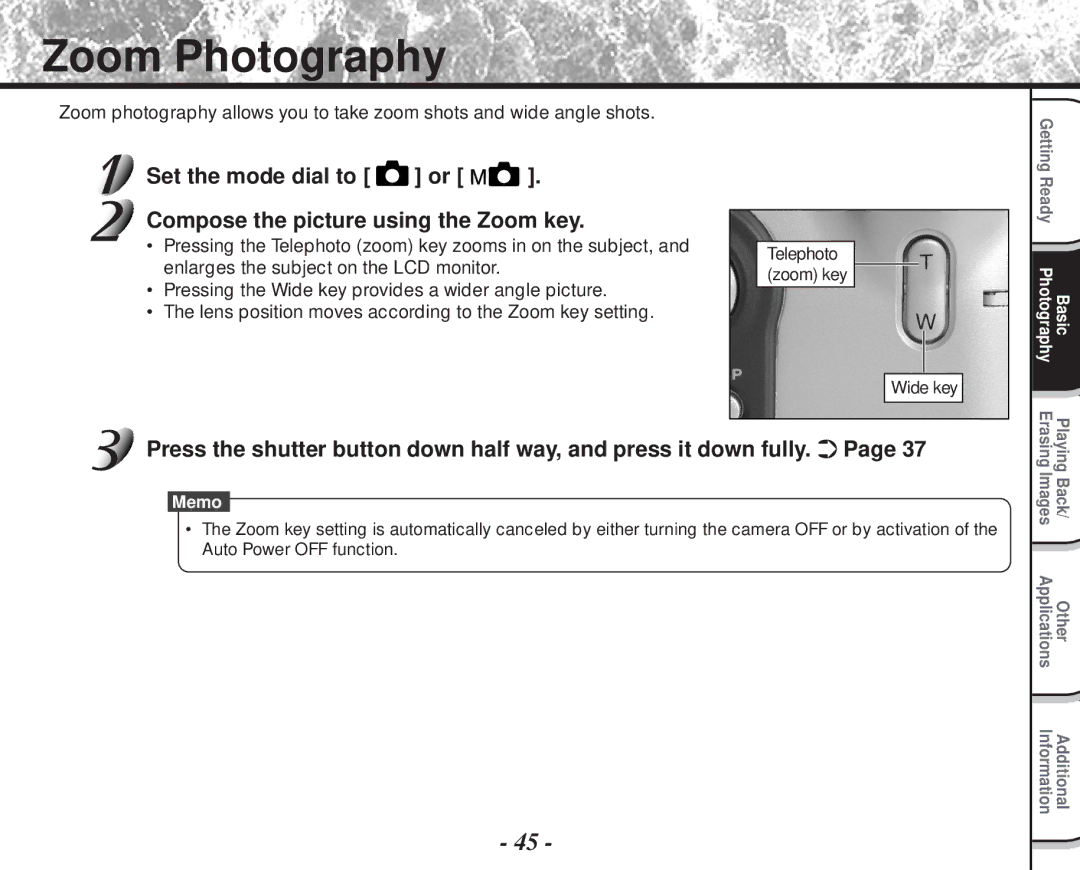 Toshiba PDR-M60 instruction manual Zoom Photography 