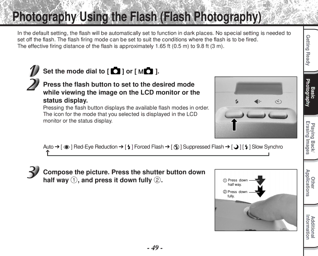 Toshiba PDR-M60 instruction manual Photography Using the Flash Flash Photography 