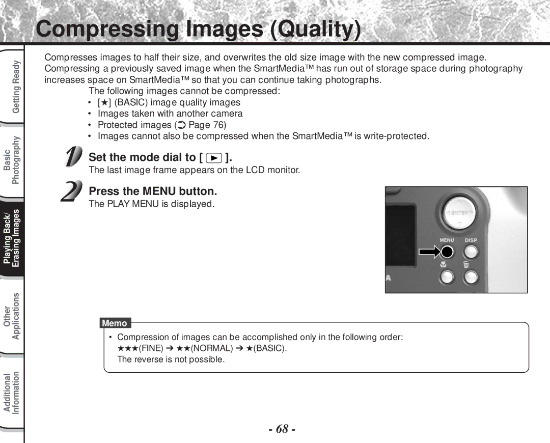 Toshiba PDR-M60 instruction manual Compressing Images Quality 