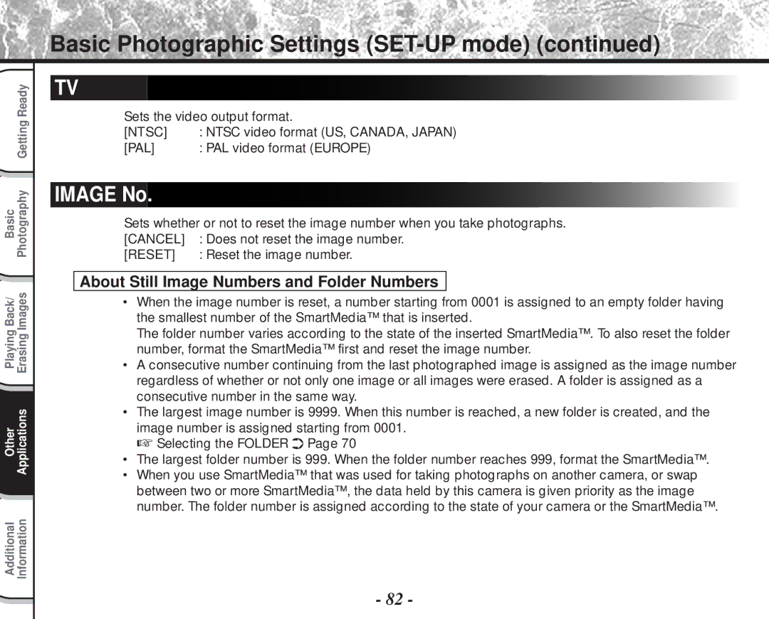 Toshiba PDR-M60 instruction manual Image No, About Still Image Numbers and Folder Numbers 