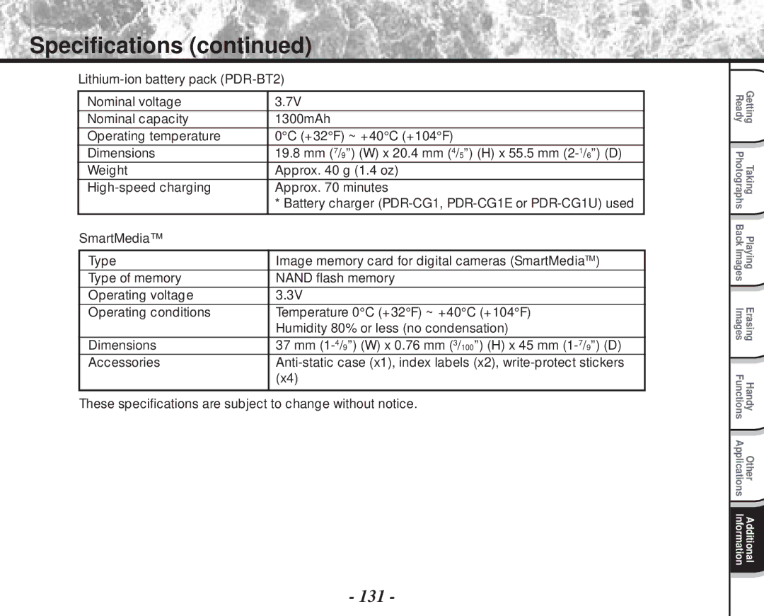 Toshiba PDR-M70 instruction manual 131 