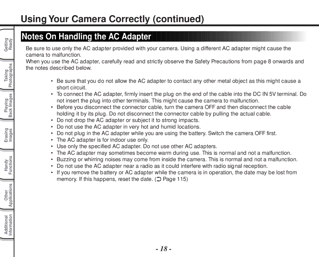 Toshiba PDR-M70 instruction manual Using Your Camera Correctly 