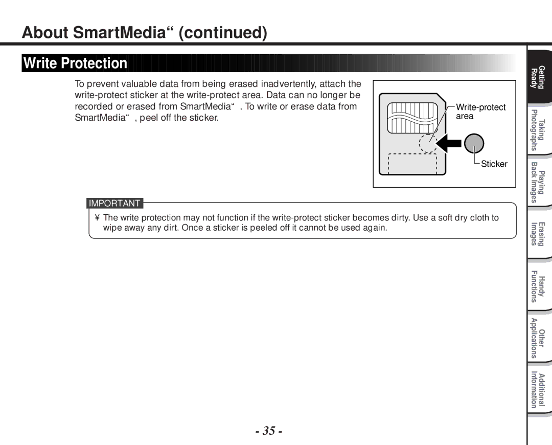 Toshiba PDR-M70 instruction manual Write Protection 