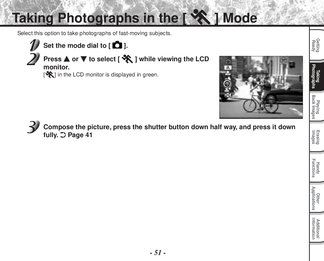 Toshiba PDR-M70 instruction manual Taking Photographs in the Mode 