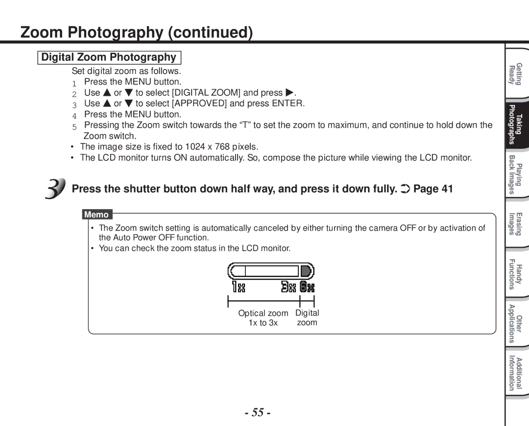 Toshiba PDR-M70 instruction manual Digital Zoom Photography 