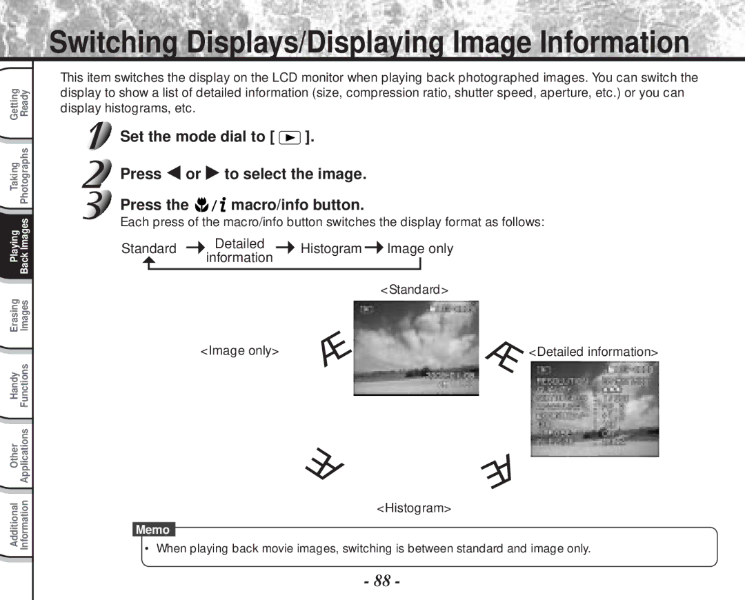 Toshiba PDR-M70 instruction manual Standard, Image only, Histogram 