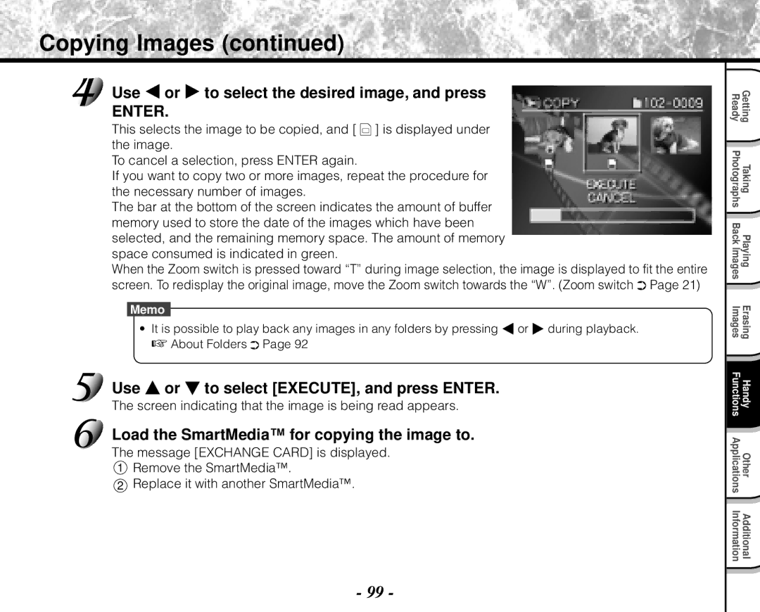 Toshiba PDR-M71 instruction manual Copying Images, Use or to select the desired image, and press 